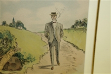 1904 Lady Golfer Smitten by Eros as Man Walks Near Print by Lou Mayer