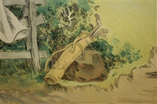1904 Lady Golfer Smitten by Eros as Man Walks Near Print by Lou Mayer