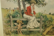 1904 Lady Golfer Smitten by Eros as Man Walks Near Print by Lou Mayer
