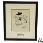 Circa 1900 Lady Golfer Cartoon Original Pen & Ink Drawing Signed by LMG
