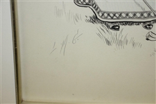 Circa 1900 Lady Golfer Cartoon Original Pen & Ink Drawing Signed by LMG