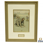 Original Pencil & Wash Golf Scene by Artist Frank Reynolds Framed & Matted