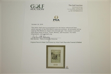 Original Pencil & Wash Golf Scene by Artist Frank Reynolds Framed & Matted