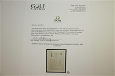1970 PGA Senior Championship Signed Player Registration by Field - Sam Snead Win JSA ALOA