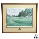 Bob Tway Signed Official 1986 PGA Championship Lithograph Sudden Victory by Daniel A Moore JSA ALOA