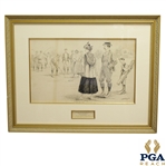 Original Pen and Ink on Board Signed (Samuel D.) Ehrhart Golf Illustration for Puck Magazine