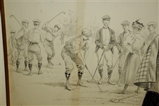 Original Pen and Ink on Board Signed (Samuel D.) Ehrhart Golf Illustration for Puck Magazine