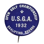 1932 US Open Championship Qualifying Round Badge - Gene Sarazen Winner