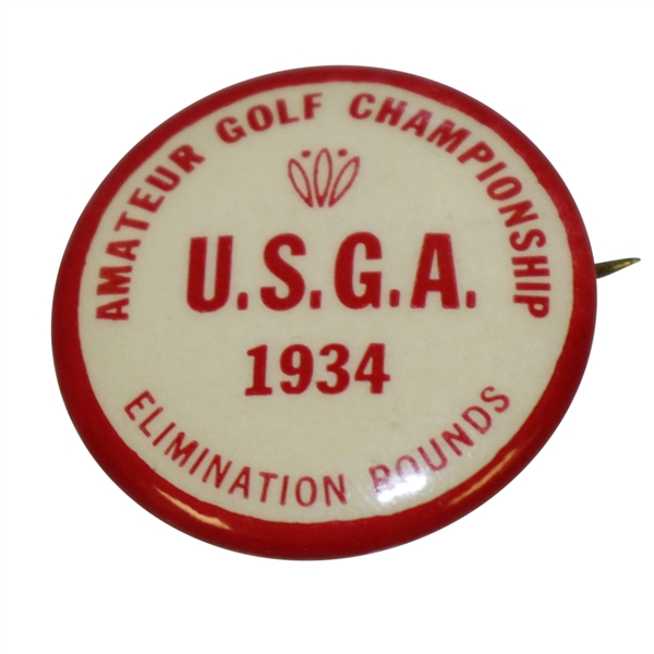 1934 US Amateur at The Country Club Elimination Rounds Badge - Lawson Little "Little Slam" Victory