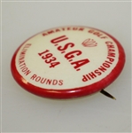 1934 US Amateur at The Country Club Elimination Rounds Badge - Lawson Little Little Slam Victory