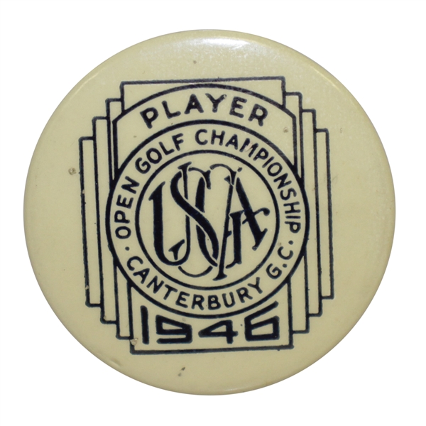 1946 US Open at Canterbury GC Contestant Pin - Lloyd Mangrum Winner