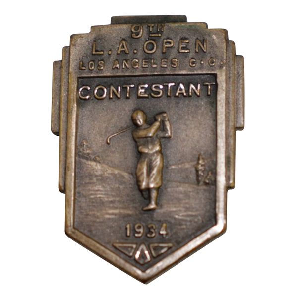 1934 LA Open at Los Angeles CC Contestant Badge - MacDonald Smith Win