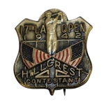 1942 LA Open at Hillcrest CC Contestant Badge - Ben Hogan Win