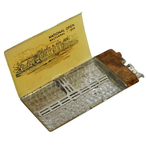 1936 US Open Players Gift - Cigarette Case and Lighter In One - Depiction of Baltusrol Clubhouse