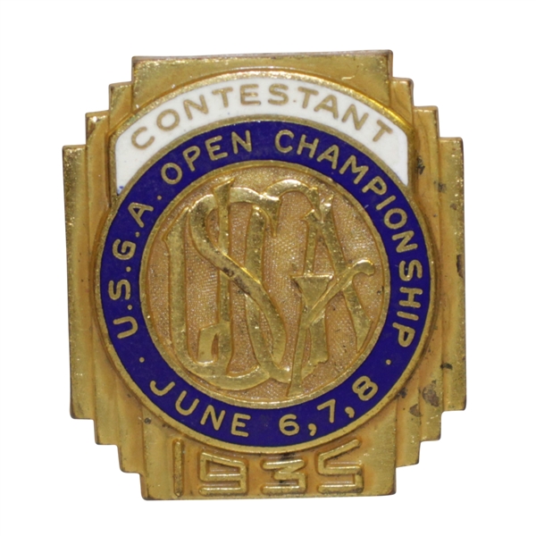 1935 US Open at Oakmont CC Contestant Badge in Very Good Condition - Sam Parks Jr Winner