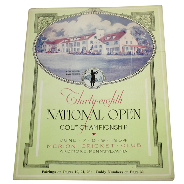 1934 US Open Championship at Merion Cricket Club Program - Olin Dutra Winner