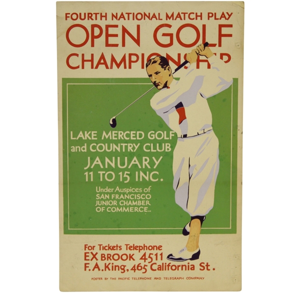 1934 National Match Play Open Golf Championship Vibrant Broadside - Tom Creavy Win