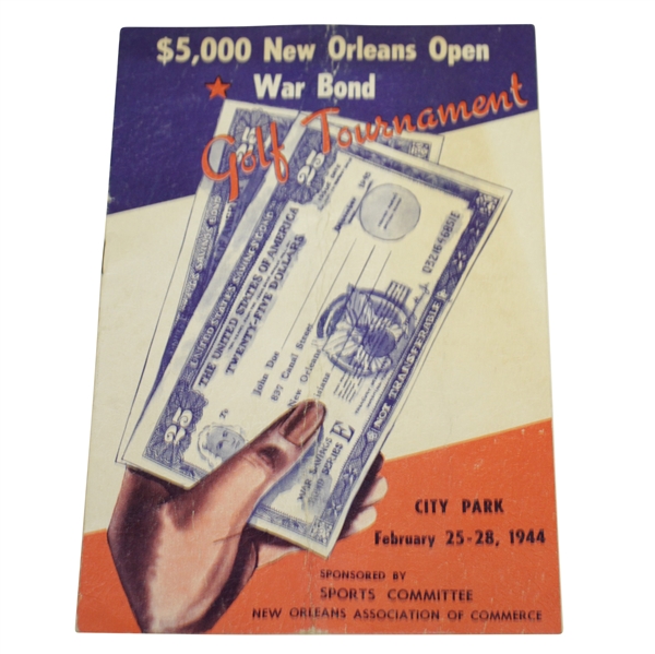 1944 $5,000 New Orleans Open War Bond Golf Tournament at City Park Program - Sammy Byrd Win