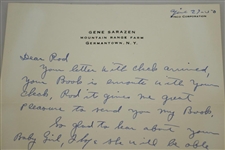 Gene Sarazen Signed 1950 Personal Letter to Rod Munday w/ Book Content JSA ALOA