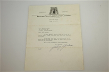 Johnny Goodman Signed 1933 Letter Written 9 Days After Amateur's US Open Win JSA ALOA