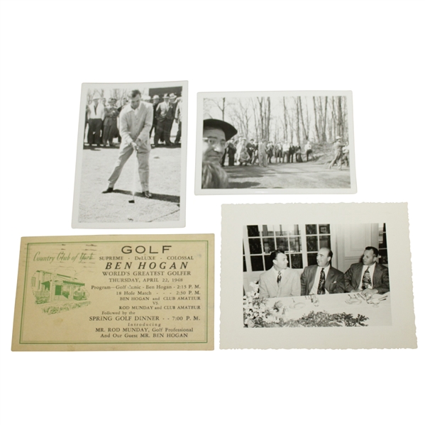 Ben Hogan Original Pictures and Postcard From 1948 Country Club of York Exhibition