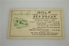 Ben Hogan Original Pictures and Postcard From 1948 Country Club of York Exhibition