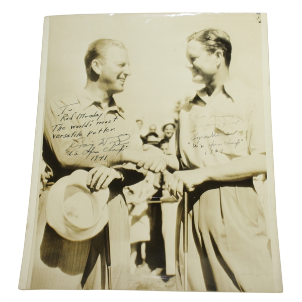 Craig Wood & Byron Nelson Signed & Inscribed w/ US Open Victories 8x10 Photo JSA ALOA