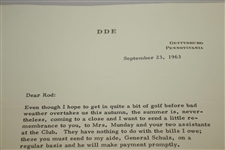 Dwight Eisenhower Signed Letterhead to Munday Explaining Donations to Club JSA ALOA