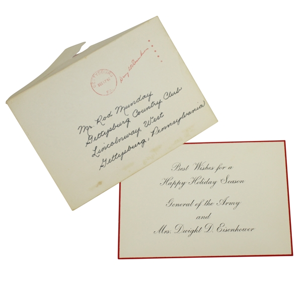 Dwight D. Eisenhowers 1962 Holiday Greetings Card to Rod Munday w/ Envelope 