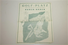 1945 Baden-Baden Golf Platz Course Map, Scorecard & Original Photos - WWII