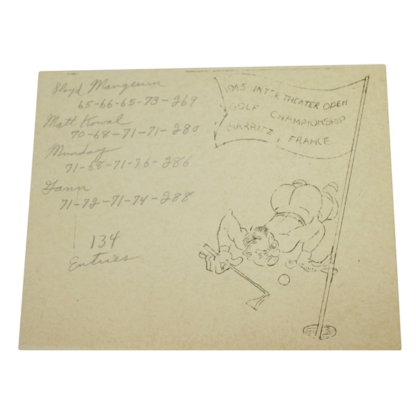 1945 Inter Theater Open Golf Championship Scorecard w/ Mangrum, Munday & Bolt