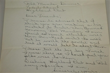 Paul Runyan Signed Augusta National Golf Club Letterhead Regarding Munday Dinner JSA ALOA