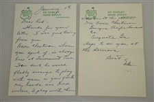 Ed Dudley's Handwritten 1957 Augusta National Stationary Letter to Rod Munday JSA ALOA