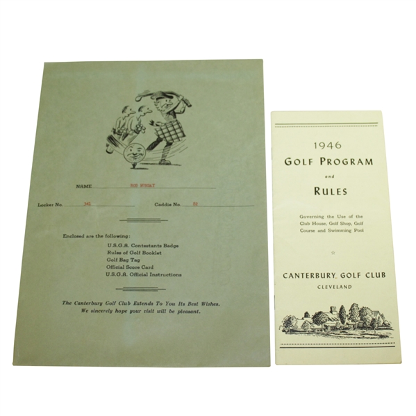 1946 US Open Contestant Packet w/ Souvenir Rules Booklet - Lloyd Mangrum Wins