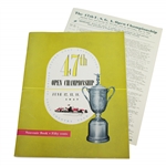 1947 US Open at St. Louis Country Club Program w/ Pairing Sheet - Lew Worsham Winner