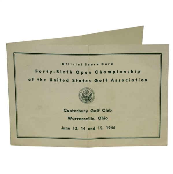 1946 US Open at Canterbury GC Official Scorecard - Lloyd Mangrum Winner