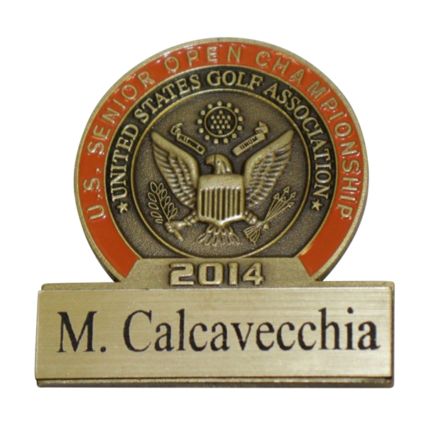 Mark Calcavecchias 2014 US Senior Open at Oak Tree National Contestant Badge