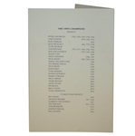 Mark Calcavecchia's 2005 OPEN Champions Dinner Menu Signed by Past Winners JSA ALOA