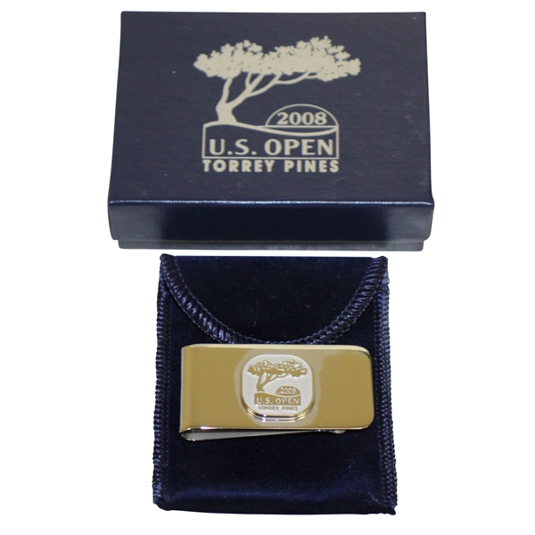2008 US Open at Torrey Pines Silver Money Clip in Box - Mark Calcavecchias Collection