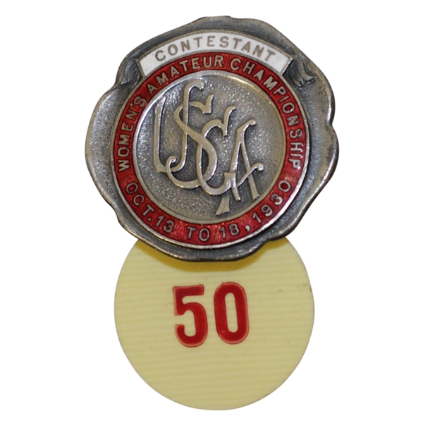 1930 Womens US Amateur Championship at Los Angeles CC Contestant Badge #50