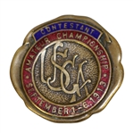 1913 US Amateur Championship at Garden City GC Contestant Badge - Jerome Travers Winner