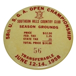 1958 US Open Championship at Southern Hills Season Grounds Pass #56 - Tommy Bolt Winner!