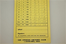 1934 Los Angeles Open Scorecard - MacDonald Smith Win