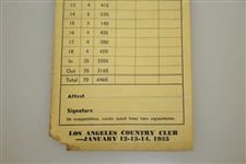 1935 Los Angeles Open Scorecard - Vic Ghezzi Win