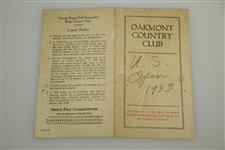 Rod Munday's 1935 US Open at Oakmont Scorecards - Sam Parks Win