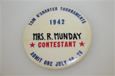 1942 Tam O Shanter Program and Contestant Badge- Byron Nelson Winner