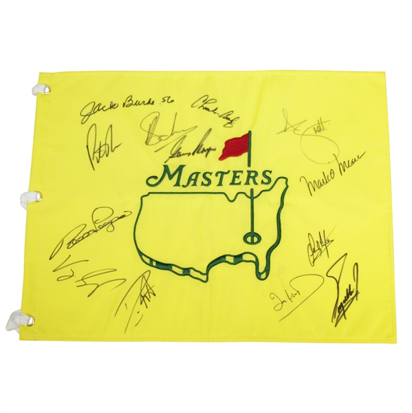 Masters Undated Embroidered Flag Signed by 13 Champs JSA ALOA