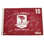 2019 US Open at Pebble Beach Field Signed Flag Beckett #G92993