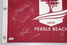 2019 US Open at Pebble Beach Field Signed Flag Beckett #G92993