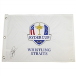 Rickie Fowler Signed 2020 Ryder Cup at Whistling Straits Embroidered Flag JSA #EE39833
